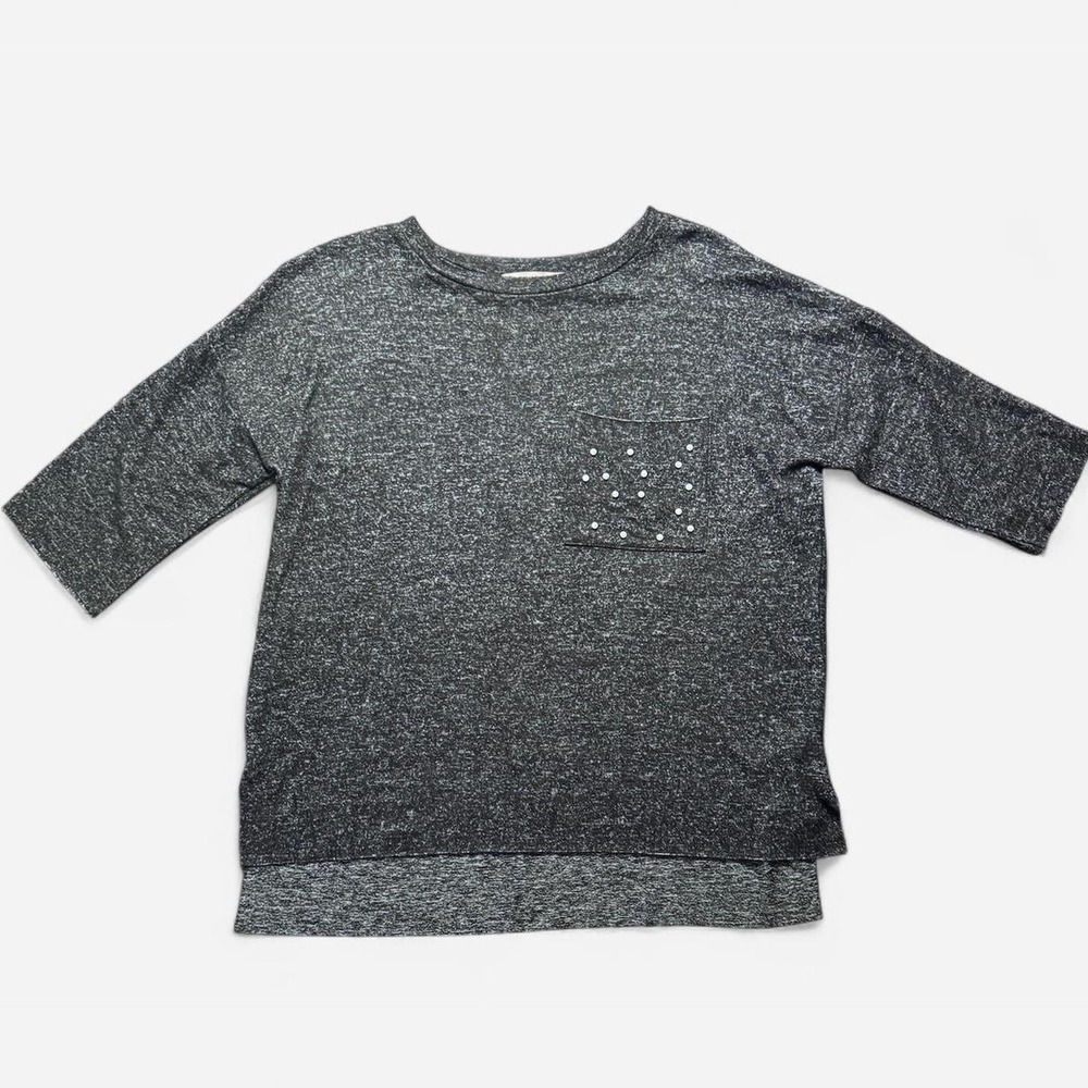 Philosophy Republic Clothing Womens Gray Marl Pearl Pocket Knit Top Size M